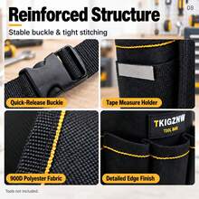 TKIGZNW A007 1Pc Covered Tool Waist Carrier Lightweight 0.25KG Solid Shaping Base Multi Compartment Storage Belt Pouch For DIY Handyman - Black - View 9