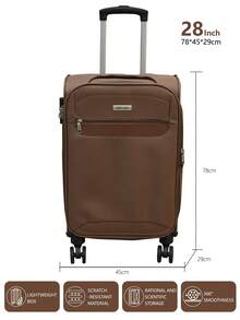 20/24/28 Suitcase, Hardshell/Softshell, Impact-Resistant, Expandable Section For Extra Capacity, Trolley Case, Storage Case, Carry-On, Checked Luggage - Light Brown - View 6