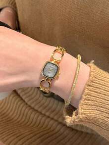 1pc Women's Gold Quartz Watch, Casual Fashion Vintage Glamorous Style, Small & Elegant, Suitable For Daily Wear, Best Gift Choice - Gold - View 5