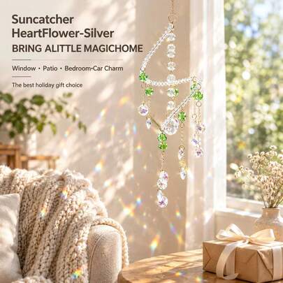 Crystal Wind Chime Suncatcher Prism Window Hanging Pendant, Boho Hanging Decor For Bedroom Patio, Car Charm, Christmas Halloween Birthday Home Decoration Gift