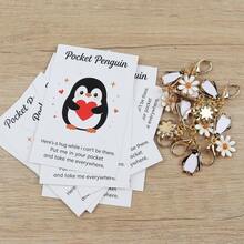 8pcs Cute Penguin & Lucky Daisy Keychain Set, Perfect Lucky Gift For Him/Her, Birthday, Wedding, Thanksgiving, New Year, Valentine's Day, Exquisite Pendant For Bags And Keys - Multicolor - View 8