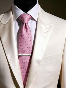 1 Set Pink Tone Men's Fashion Casual Minimalist Versatile Premium Collar Tie Clip Accessory, Suitable For Wedding Party, Banquet Evening, Family Gathering - 1 - View 2