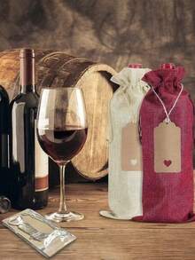 Cinch Top Wine Bottle Bags - Reusable Gift Bags For Birthday Parties, Weddings, Christmas And New Year Decorations, Bag Set With Labels - Multicolor - View 7