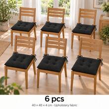 40 X 40 X 4 Cm Chair Seat Cushions, Square Polyester Chair Pads, 1, 2, 4 Or 6 Piece Packs, 8 Solid Colours - Black - View 7