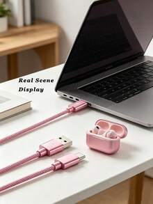 3入 USB C 快充數據線，兼容 Type C 接口設備，USB A 轉 Type C 快充線（尼龍編織 3.3/6.6/10英尺長），適用於室內/室外/旅行及 Type C 車充，兼容 及其他 Android 手機充電線 - 黑+粉+藍 - 查看 6