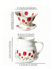 2pcs Tulip Drip Coffee Pot Set, Ceramic Filter Cup Material Decanter And Ceramic Coffee Drip Brewer, Suitable For Home, Camping And Outdoor Activities Handheld Coffee Brewer - Multicolor - View 6