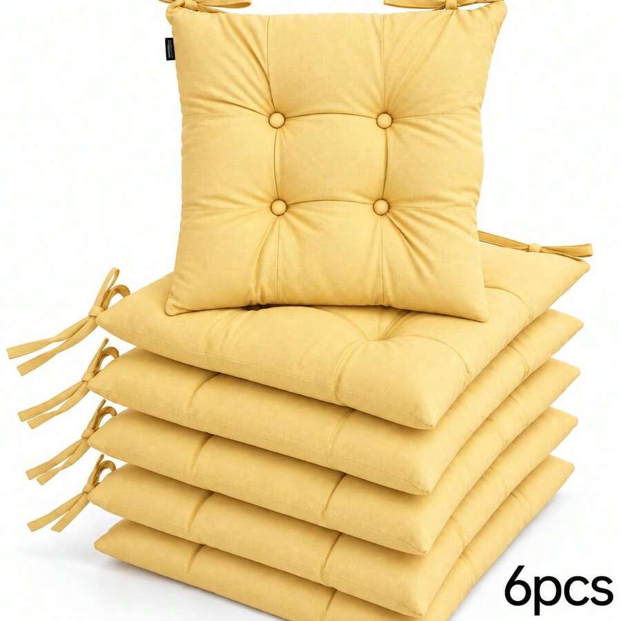 6 Pcs Comfortable Indoor & Outdoor Seat Pads For Kitchen, Dining, Garden, Balcony & Patio Chairs In Turkey - Yellow - View 1