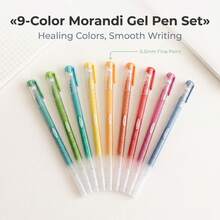9支裝彩色馬卡龍直筒中性筆，保護帽透明筆身，亮麗順滑顯色，多色款手帳裝飾與課業記錄筆組 - 綠紅藍混裝 - 查看 7