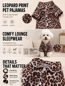 Piyama Hewan Peliharaan Satin Bernapas Motif Leopard, Pakaian Anjing Kecil Tidak Melar, Cocok untuk Teddy dan Anjing Kecil Lainnya, Pakaian Dalam Ruangan Sepanjang Musim, Ukuran Kecil, Disarankan Membeli 1-2 Ukuran Lebih Besar - Coklat - View 3