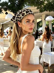 Retro Leopard Print Triangle Headband, Women's Hairstyle Accessory, European Style Fabric Hair Accessory, For Leisure And Vacation. - Multicolor - View 1