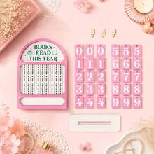 1pc Wood Plastic Composite Reading Counter Desktop Book Statistic Ornament Green Creative Calendar Style Read-Off Tracker Fun Home Decor Craft Reading Record Tool Pushable Page Flip Wooden Calendar Desktop Bookshelf Decoration Student Study Room Stationery Gift - Multicolor - View 6