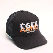 Topi Trucker Bordir Huruf, Topi Baseball yang Dapat Diatur Ukurannya - Hitam - View 1