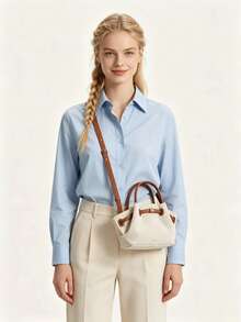 JP Dumpling Bag 女款 JH30692 Hana 小號新款女包 單肩斜挎手提多用途 通勤上班 出行購物約會 小托特包 輕量耐用 麂皮 高美感 百搭 - 米色 - 查看 4