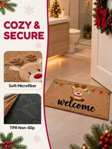 1pc Christmas Door Mat, Creative Theme, Suitable For Entrance. This Can Be Used As Bedroom Decor Accessory, Suitable For Kitchen, Bedroom, Entryway, Bathroom, Front Door, Also Can Be Used As Photography Prop Or Outdoor Decoration. Perfect For Home Decor, Holiday Decoration. - A - View 3