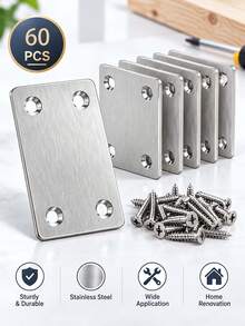 60 miếng miếng dán sửa chữa, giá đỡ kết nối phẳng 4 lỗ, phù hợp cho tủ, kệ, ghế và sửa chữa nhiều loại nội thất - A - Xem 2