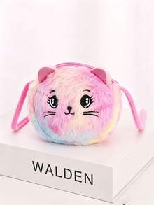 1pc Kids Cat Pattern Sequin Earring Faux Fur Large Capacity Cute Plush Crossbody Bag, Suitable For Daily, Party, Holiday - Multicolor - View 4