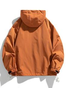 NBCT Women's Loose City Casual Style Half-Zip Hooded Pullover Functional Outdoor Jacket, Adjustable Hood Drawstring, Hook-And-Loop Cuffs, Hiking Jacket - Caramel Color - View 3