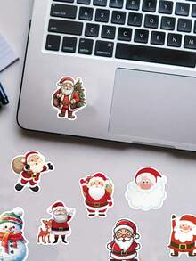 100pcs Santa Claus Stickers Christmas Gifts Adorable Cartoon Laptop Notebooks Mobile Phone Case Decorative Stickers - A - View 4