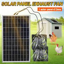 10W Solar Panel Dual Fan Kit, Waterproof Solar Powered Ventilation Fan, DC Cooling Exhaust Fan, Outdoor Solar Vent Fan For Greenhouse, Pet House, Shed, Window, RV, Outdoor Enclosure Circulation Fan - Black - View 2