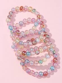 5Pcs Kids Colorful Beaded Bracelets, Random Color, Girls Party Jewelry Birthday Gift - Multicolor - View 6