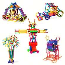 DIY Building Block Set, Random Color And Shape Geometric Construction Toy, Educational Interlocking Rods And Rings, Develops Hands-On Ability, Logical Thinking And Spatial Imagination, Classroom Activities And Creative Games, Colorful Design, Durable And Material, Not Easily Damaged, Rich Gameplay, Halloween And Christmas Gift. - Multicolor - View 5