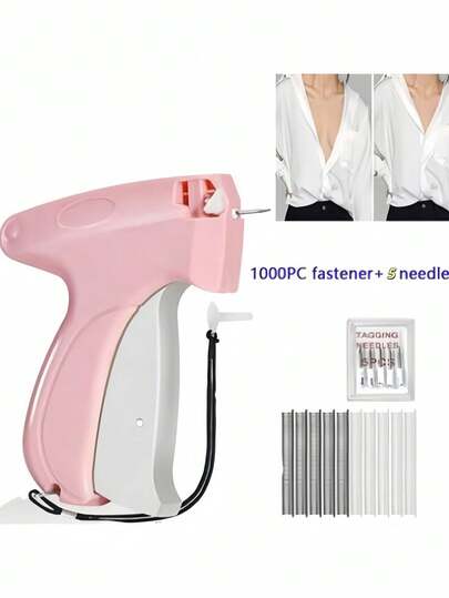 Clothing Sewing Gun - Handheld Needle Tagging Gun, Fast Clothing Repair Tool Sewing Kit, Includes 5 Needles, 1000 Fasteners, Clothing Repair Sewing Gun, Fast Clothing Repair Tool, Clothing Mini Sewing Gun, Fast Quilt Repair Nail, Clothing Hemming Machine