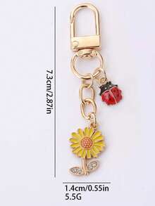 1pc Cute Ladybug Daisy Keychain, Floral Bag Charm, Rotating Buckle Design, Suitable For Handbags, Backpacks Pendant Decoration, Yellow/White Flowers, Christmas Holiday Gift - Quantity - View 9