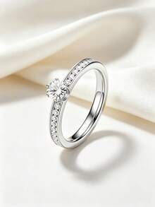 1PC Unique Luxury Stainless Steel Women's Promise Ring, Female Jewelry Accessory, Couple Wedding Ring Gift, Wear For Daily, Wedding & Anniversary - Ring - View 2