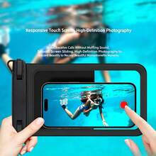 1 túi chống nước đựng điện thoại 2 lớp kèm dây đeo, túi khô dung tích lớn 8 inch, đạt chuẩn IPX8, chống sốc và chống cát, thiết kế màn hình cảm ứng trong suốt, phù hợp cho bơi lội, chèo thuyền, chèo kayak - Tối giản - Xem 3