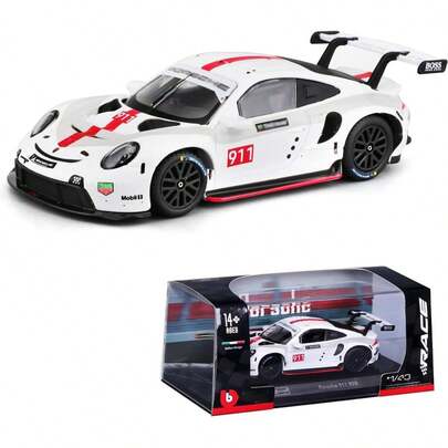 Bburago 1:43  911 RSR White Die-Cast Model – High Detail Alloy Racing Car, Collectible Display Gift