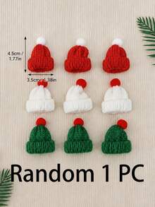9/6/1pc-Red Green White Knitted Christmas Hats,Small Santa Hat DIY Xmas Decor,Christmas Decorations,Christmas Party Supplies,Room Decor,Home Decor,Christmas Gift Box Wrapping Topper,Xmas Tree Hanging,Holiday Table Centerpiece,Gnome Doll Accessories - Multicolor - View 11