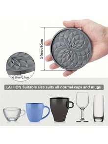 6pcs/1pc Thick Solid Color Minimalist Silicone Round Coasters With Holder, Anti-Slip & Heat-Resistant Drink Coasters, Table Protection Mats, Suitable For Kitchen, Dining Table, Cafe, Picnic, Holiday & Birthday Party, Home Decor - Multicolor - View 8