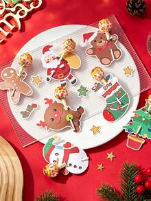 42pcs/126pcs/Pack Christmas Party Gift Candy Cookie Lollipop Decoration Card Paper Cards Party Baking Gift Paper Box Paper Bag Decoration Labels - View 4