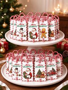 48Pcs Christmas Candy Cane Gift Cards, Vintage Christmas Paper Cards, Santa Claus Snowman Reindeer Gingerbread Design Christmas Gift Tags, Holiday Gift Packaging, Christmas Gift Wrapping, Christmas Gift Packaging, Christmas Decoration, Christmas Party Supplies, Home Gathering Supplies, Christmas Gifts, Merry Christmas, Home Decor, Table Decor, Christmas Party Offers, 2026 Christmas Decoration, Christmas - Multicolor - View 2