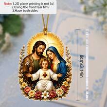 1pc 2D Flat Acrylic Holiday Hanging Ornament, Double-Sided Printed With Gold Hanging Rope, Exquisite Character And Floral Pattern Tag. Can Be Used As Christmas Decoration, Halloween Costume Accessory, Home Furniture Hanging Ornament, Teacher's Day Gift, Birthday Party Favor, Christmas Tree Decoration, Suitable For Thanksgiving, Wedding Home Decor, Holiday Decoration Hanging Ornament, Can Be Used As New Year, Holiday Gift, Atmosphere Decoration Tag, Suitable For Personal Use And Gifting. - Christmas Nativity Scene Jesus Ornament - View 2