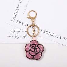 New Creative Diamond Encrusted Leather Camellia Keychain Fashion Versatile Bag Pendant Keychain Small Gift Wholesale - Multicolor - View 11
