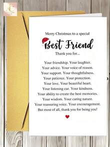 Best Friend Christmas Greeting Card, Heartfelt Sentimental Xmas Card For Special BFF, Warm Thank You Quote Card, Beautiful Festive Card To Send Christmas Wishes To Close Friend - One Size Fits All - View 2