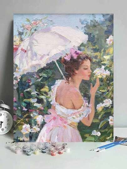 DIY A Woman Smelling A Flower Paint By Numbers, Adult Beginner Handicrafts, Canvas Art Wall Decoration, Holidays Gifts.