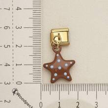 1pc Cute Chocolate Blue Enamel Zinc Alloy Charm, Heart Star Bow Bear Dangle Pendant For DIY Bracelet Necklace Jewelry Making - Blue and Coffee Color-block Design - View 5