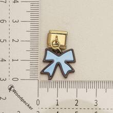 1pc Cute Chocolate Blue Enamel Zinc Alloy Charm, Heart Star Bow Bear Dangle Pendant For DIY Bracelet Necklace Jewelry Making - Blue and Coffee Color-block Design - View 14