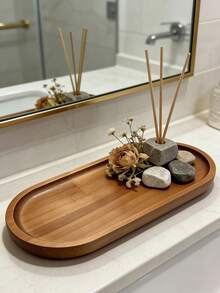Nampan Kayu Dekoratif Oval, Nampan Multifungsi, Nampan Dekoratif, Hiasan Meja, Dekorasi Kamar Mandi, Dekorasi Rumah, Dekorasi Ruangan, Cocok Untuk Ruang Makan, Rumah, Ruangan, Ruang Tamu, Kamar Mandi, Memenuhi Kebutuhan Pengguna yang Berbeda. - Coklat - View 2