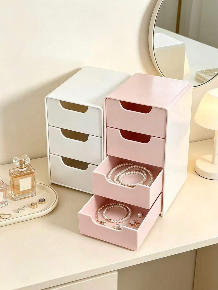 1 buah Kotak Penyimpanan Mini 3 Tingkat, Cocok untuk Menyimpan Perhiasan, Aksesori Rambut, Anting-anting, dan Barang-barang Kecil Lainnya, untuk Furnitur, Kantor, Ruang Belajar, Kamar Tidur, Kamar Mandi. Kotak Penyimpanan Meja 3 Tingkat, Kotak Penyimpanan Kantor, Kotak Penyimpanan Perhiasan - MultiWarna - View 1
