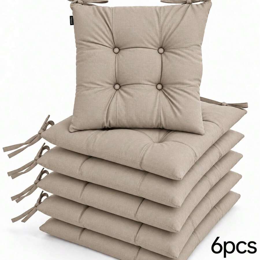 6 Pcs Comfortable Indoor & Outdoor Seat Pads For Kitchen, Dining, Garden, Balcony & Patio Chairs In Turkey - Apricot - View 1