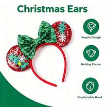 Hasbro 1pc Red Christmas Themed Sequin Headband, Holiday Party Headpiece, Perfect For School Party, Costume Party, Role Play, Halloween, Halloween Promotion, Theme Park Visit, Cosplay Holiday Party Hair Accessory, Fun Photo Prop, Amusement Park Accessory, Easter, Comes With Cute Bow Cartoon Hair Clip, Suitable For Travel, Masquerade Party, Role Play - Style a - View 1