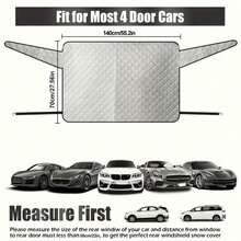 Rear Windshield Sunshade, Ice And Snow Windshield Sunshade, Car Rear Window Sunshade, Snow Cover (Built-In 5 Magnetic Points And 2 Fixing Hooks, Integrated Design, No Extra Accessories Needed), Suitable For Most Sedans And SUVs - 023 - View 4