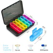 Portable Travel Pill Box, Large Capacity 21 Compartments Seven Days A Week, Portable Medicine Manager, Morning, Afternoon And Evening Vitamin Storage Box, Pill Organizer, Travel And Office Colorful Medicine Storage Box - one-size - View 7