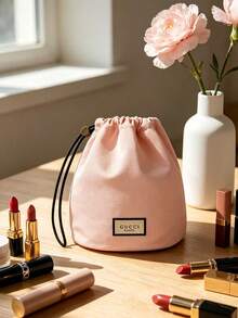 Tas Penyimpanan Makeup Serut Warna Pink Lembut, Terbuat dari Kain, Portabel, Kapasitas Besar, Desain Serut Anti Debu, Dapat Menyimpan Berbagai Perlengkapan Makeup, Cocok untuk Bepergian, Berbelanja, Perjalanan, Perjalanan Bisnis, di Rumah, dan Berbagai Skenario Lainnya, Praktis untuk Penggunaan Pribadi, Cocok untuk Hadiah Ulang Tahun, Liburan, Hadiah untuk Sahabat, Suvenir, GUCCI - Light Pink - View 1