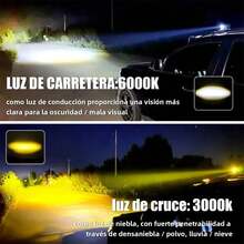 2pcs Faros Auxiliares LED con Lupa 6 Ojos para Auto y Moto 3 Modos de Luz Blanca y Ámbar Alta Luminosidad Impermeables IP67 para Niebla Carretera y Conducción Nocturna. - A - Ver 5