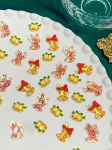 30pcs Christmas Bell Series Nail Art Decor Gold 3D Small & Large Flat Back Bells Rhinestone DIY Handmade Materials - Multicolor - View 7