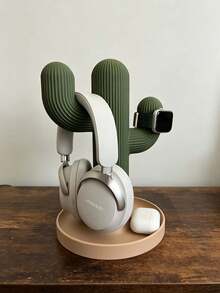 1 buah Stand Headphone Resin Berbentuk Kaktus Gaya Modern, Tekstur Garis Vertikal dengan Baki Penyimpanan Bulat, Gantungan Multi Kait untuk Headset, Smart Watch & Earbud, Rak Display Meja, Cocok untuk Dekorasi Kantor, Meja Belajar, Meja Gaming, dan Hadiah Liburan - MultiWarna - View 8